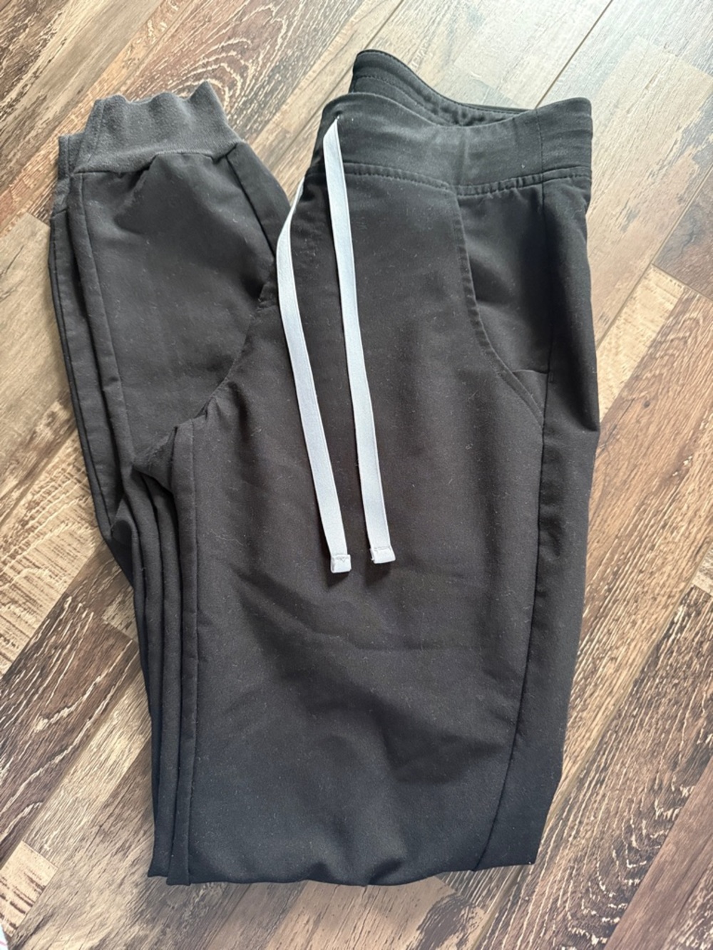 Figs Black Jogger Pants with White Drawstrings